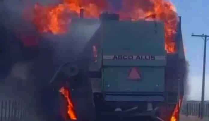 incendio cosechadora