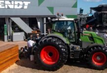 Fendt irrumpe en Expoagro y dispara consultas: crece el interés por maquinaria premium en el campo argentino Tractor Fendt exhibido en Expoagro 2026 con productores recorriendo el stand, maquinaria agrícola de alta tecnología en una de las principales ferias del agro argentino.