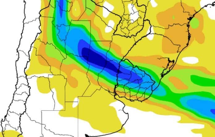 lluvias-intensas-corredor-central-argentina-marzo-mapa-precipitaciones-ruralnet Mapa agroclimático con lluvias fuertes sobre el norte argentino y corredor central, anticipando descenso térmico por ingreso de aire frío