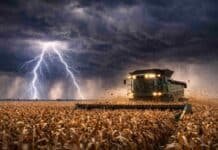 🌧️ Tormentas fuertes este fin de semana en el campo: lluvias, granizo y cambio de temperatura Tormenta fuerte con relámpagos y lluvias intensas sobre un campo agrícola argentino durante el fin de semana