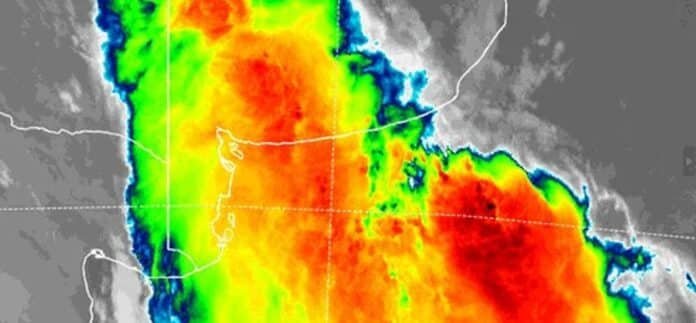 Tormentas fuertes con lluvias intensas sobre Buenos Aires, La Pampa y Córdoba vistas en imagen satelital radar