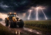Llegan lluvias entre 40 y 70 mm, tormentas fuertes y ráfagas en el NEA y Litoral Tormenta fuerte con lluvias intensas y relámpagos sobre un campo agrícola del Litoral argentino, con cultivo afectado por viento y precipitaciones abundantes