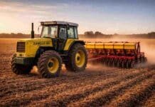 Se dispara el reclamo: piden bajar de USD 150.000 a USD 30.000 el piso del RIMI y alertan por impacto en el agro Tractor Zanello sembrando granos finos en un campo en barbecho en Argentina con sembradora agrícola en plena labor