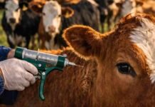 Polémica por la fiebre aftosa: productores rechazan cambios en la vacunación y advierten riesgos sanitarios Vacunación contra la fiebre aftosa en bovinos, con aplicación de dosis en un rodeo en el campo argentino.