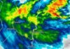 Se activa el alerta en 8 provincias: lluvias de hasta 100 mm y tormentas con ráfagas de 80 km/h complican al campo Imagen satelital con lluvias intensas y núcleos activos sobre el Litoral argentino, afectando zonas como Rosario, Paraná y Gualeguaychú con precipitaciones persistentes.