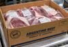 Récord y salto explosivo: la carne argentina vive su mejor marzo en años con precios que rozan el cielo Caja de carne vacuna argentina para exportación con cortes envasados al vacío en planta frigorífica