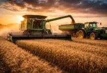 Fuerte suba de maquinaria: patentamientos crecieron 24% en marzo y reactivan el mercado tras Expoagro Cosechadora trabajando en un campo de cultivo junto a un tractor con tolva descargando granos al atardecer, reflejando la inversión en maquinaria agrícola y la dinámica de la cosecha.Cosechadora trabajando en un campo de cultivo junto a un tractor con tolva descargando granos al atardecer, reflejando la inversión en maquinaria agrícola y la dinámica de la cosecha.