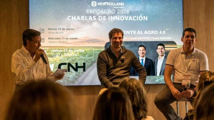 Panel de especialistas en charlas de innovación durante Expoagro 2026 con foco en tecnología, inteligencia artificial y biotecnología aplicada al agro