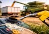 Fuerte suba del gasoil: cuesta hasta 16% más que en países competidores y presiona los costos del agro Carga de gasoil en maquinaria agrícola durante cosecha, reflejando el impacto del costo del combustible en la producción agropecuaria argentina.