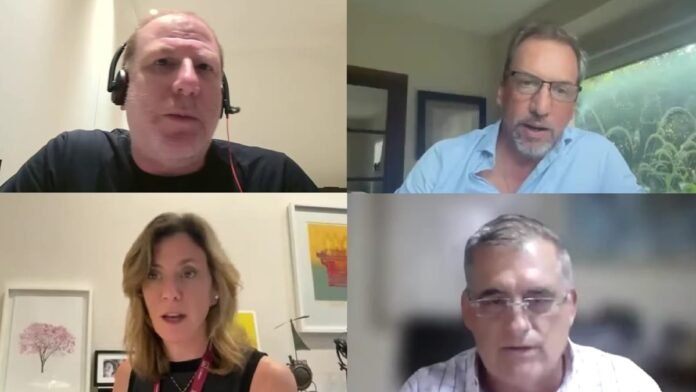 Panel de especialistas en evento virtual analizando inversiones en el agro argentino y el nuevo escenario económico para el sector.