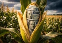 El agro rompe récords: exportaciones suben 71% en marzo y proyectan más de US$ 35.000 millones en 2026 Espiga de maíz abierta con billetes de 100 dólares destacando el récord de exportaciones del agro argentino