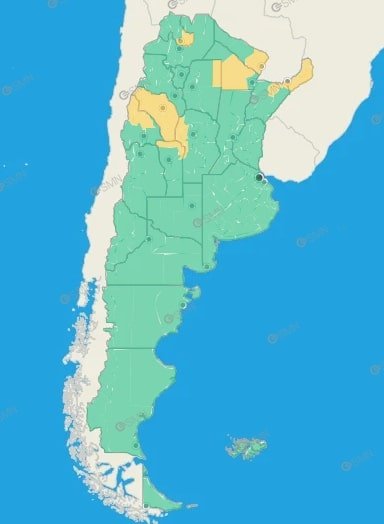 mapa de alerta por frio extremo del SMN
