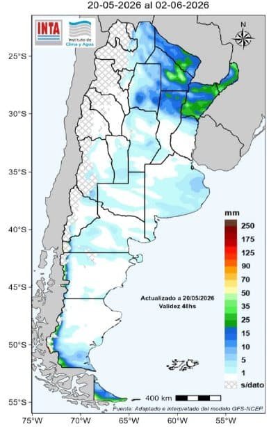 Mapa de precipitación pronosticada