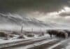 Vientos de casi 100 km/h y hasta 30 cm de nieve: el sur del país enfrenta un temporal severo Ganado bovino enfrentando un temporal de nieve y viento extremo en la Patagonia argentina, con rutas rurales cubiertas por nieve y montañas bajo tormenta invernal