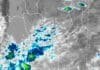 Aviso meteorológico: tormenta fuerte en Santa Fe y Córdoba con granizo y ráfagas Imagen satelital meteorológica que muestra áreas de tormentas y nubosidad intensa sobre el centro y norte de Argentina, asociadas a un aviso meteorológico por lluvias y tormentas de variada intensidad
