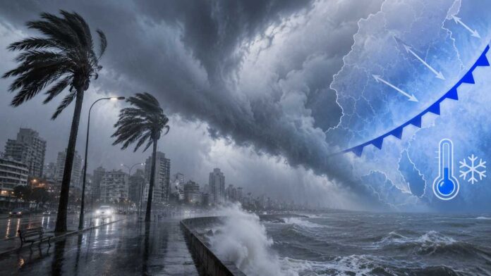 Ciclogénesis con lluvia intensa, viento fuerte y sudestada sobre la costa del AMBA.