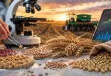 El protocolo de semillas que presentó el Gobierno no es nuevo: lleva 30 años de debates y ningún gobierno lo pudo resolver Análisis y control de semillas de soja y trigo mediante tecnología aplicada al mejoramiento genético y la trazabilidad agrícola, con muestras de semillas, equipamiento de laboratorio y maquinaria trabajando en el campo.