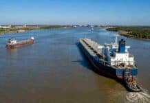 Profundizar la Hidrovía es un paso, pero hay una lista larga de problemas logísticos que nadie quiere ver Buques de carga navegando por la Hidrovía, con remolcador y actividad portuaria en una vía fluvial estratégica para el agro.