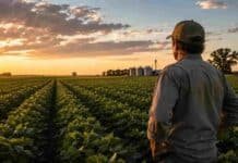 Un diputado comparó la carga fiscal del agro argentino con Brasil y EE.UU. y el resultado es demoledor Productor agropecuario observa un cultivo al atardecer, imagen representativa del impacto de la carga fiscal en el agro argentino.
