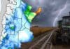 Pronóstico agrícola hasta el 6 de julio: lluvias en el norte y ventana de trabajo en el centro Mapa del pronóstico de lluvias acumuladas en Argentina hasta el 6 de julio, acompañado por un lote de soja maduro con un tractor Deutz encajado en el barro bajo una tormenta con relámpagos, ilustrando el impacto de las precipitaciones sobre la campaña agrícola.