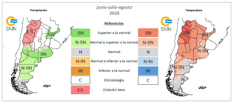El pronóstico de consenso para el trimestre junio-julio-agosto 2026 indica lo siguiente:
