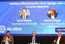 Quirno: el campo será clave en la estrategia exportadora Panel sobre calidad y diferenciación de la carne argentina durante una jornada de la Sociedad Rural Argentina.