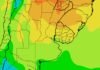 El agro enfrenta una nueva semana de frío, heladas y escasas lluvias Mapa de pronóstico de anomalías de temperatura para Argentina y países vecinos con zonas de temperaturas superiores e inferiores a lo normal según la escala de colores.