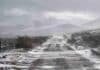 Cinco provincias bajo alerta: hasta 60 cm de nieve y ráfagas de 90 km/h Temporal invernal con nieve, lluvia y fuertes ráfagas sobre un camino rural de la cordillera de Neuquén.