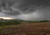 El SMN alerta a cuatro provincias por tormentas severas y nevadas de hasta 50 cm Tormenta severa con lluvia intensa, granizo, fuertes ráfagas y actividad eléctrica sobre un campo de Misiones.