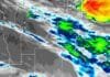 Dos avisos por tormentas fuertes en Corrientes y Misiones: prevén granizo y ráfagas Imagen satelital de tormentas fuertes sobre Corrientes y Misiones, con lluvias intensas, ráfagas y posible caída de granizo.