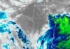 Rige un aviso inmediato por tormentas fuertes en Santa Fe y Corrientes Imagen satelital de tormentas fuertes sobre Santa Fe y Corrientes, con lluvias intensas, ráfagas y posible caída de granizo.