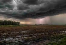Tormentas severas avanzan sobre el Litoral y el viento superará los 130 km/h en la cordillera Tormenta severa con lluvias intensas y un relámpago avanza sobre un campo del Litoral argentino.