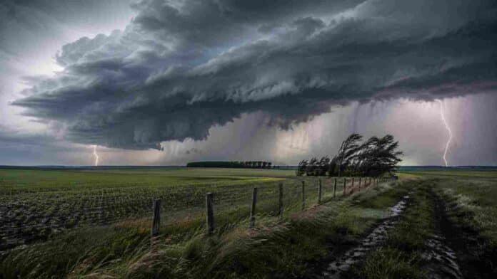 tormentas-severas-pampa-humeda-ruralnet Tormenta severa avanza sobre un campo de la Pampa Húmeda, con lluvias intensas, fuertes ráfagas y actividad eléctrica.