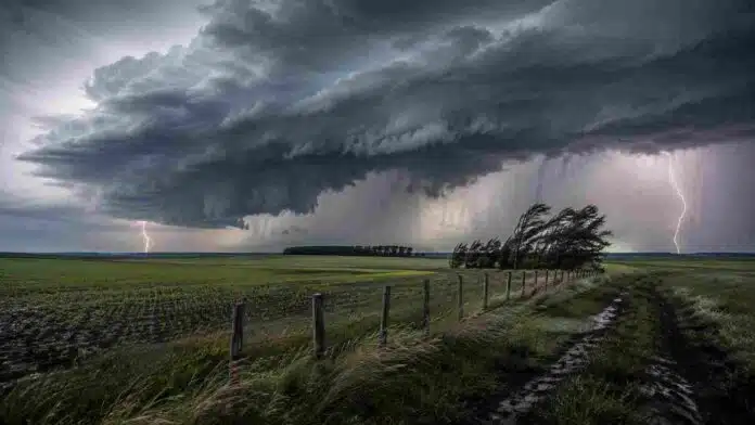 tormentas-severas-pampa-humeda-ruralnet Tormenta severa avanza sobre un campo de la Pampa Húmeda, con lluvias intensas, fuertes ráfagas y actividad eléctrica.