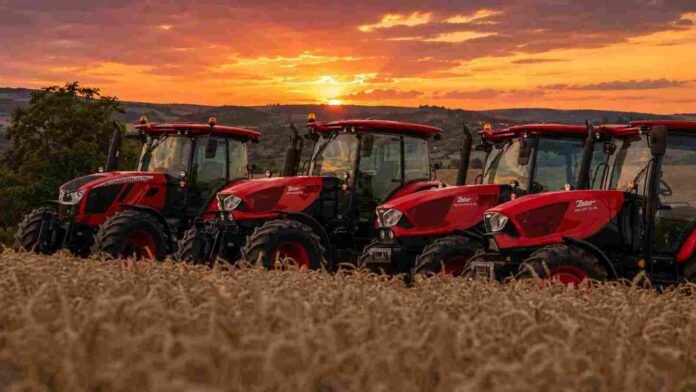 tractores-zetor-atardecer-campo-trigo-ruralnet Tractores Zetor en un campo de trigo al atardecer, con cielo dorado y paisaje rural de fondo.