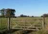 La reforma de la Ley de Tierras volvió a quedar en suspenso en el Senado Tranquera de madera en un campo argentino bajo un día soleado, con pasturas verdes, alambrado y cielo despejado.