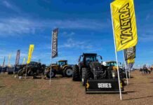 Valtra exhibirá su tecnología para el agro en Agronea 2026 Stand de Valtra en Agronea 2026 con tractores y maquinaria agrícola exhibidos durante la exposición agroindustrial en Charata, Chaco.