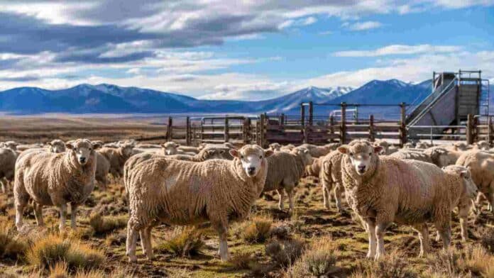 carne-ovina-exportaciones-argentina-2026 Rebaño de ovejas en un establecimiento ganadero argentino, en una imagen que ilustra el crecimiento de las exportaciones de carne ovina durante 2026.