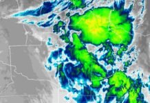 El SMN activa cinco avisos: cuatro provincias y CABA bajo tormentas Imagen satelital con núcleos de tormenta sobre el centro y este de Argentina, donde rigen avisos por lluvias intensas, ráfagas y granizo.