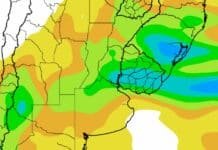 El campo espera a Santa Rosa: el informe agroclimático anticipa un arranque frío y seco Mapa del pronóstico de lluvias para la Argentina y países limítrofes entre el jueves 27 y el sábado 29 de agosto