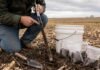 Suelo bajo la lupa: cómo medir el carbono y construir una línea de base del lote Muestreo de suelo con barreno para medir carbono orgánico en un lote agrícola.