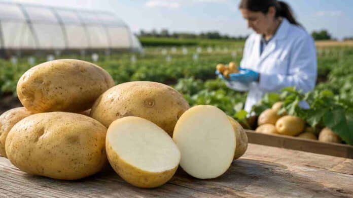 oli-inta-papa-edicion-genica Papas OLI INTA cortadas y enteras durante una evaluación de calidad, variedad desarrollada mediante edición génica por el INTA Balcarce.