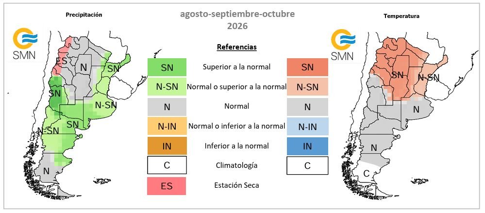 Pronóstico climático trimestral-agosto, septiembre, octubre 2026