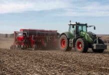 Trigo 2026/27: casi completa la siembra y arranca la etapa clave para el rendimiento Tractor Fendt con sembradora Apache realizando siembra de trigo sobre rastrojo de soja en un campo del sudeste bonaerense