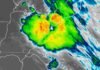 Lluvias intensas y granizo avanzan sobre el nordeste de Corrientes Imagen satelital de un núcleo de tormentas fuertes sobre el nordeste de Corrientes, con lluvias intensas y posible caída de granizo.