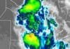 El SMN advierte por ráfagas y granizo en cuatro provincias Imagen satelital de tormentas fuertes sobre Chaco, Corrientes, Formosa y el norte de Santa Fe, bajo avisos meteorológicos a corto plazo