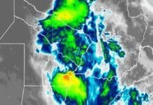 El SMN advierte por ráfagas y granizo en cuatro provincias Imagen satelital de tormentas fuertes sobre Chaco, Corrientes, Formosa y el norte de Santa Fe, bajo avisos meteorológicos a corto plazo