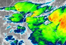 Aviso meteorológico por tormentas fuertes y granizo en Santa Fe y Corrientes Imagen satelital de lluvias y tormentas sobre el noreste de la Argentina y países limítrofes.