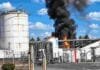 Investigan una explosión de metanol en una planta de biodiésel de Santa Fe Incendio y columna de humo negro en una planta industrial de biodiésel, en una imagen que ilustra la explosión ocurrida en Puerto General San Martín, Santa Fe.