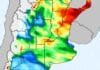 Pronóstico de lluvias hasta el 5 de octubre: el NEA y la región Pampeana concentrarán los mayores acumulados Mapa de pronóstico de precipitaciones en Argentina con acumulados representados por colores y diferencias marcadas entre regiones.